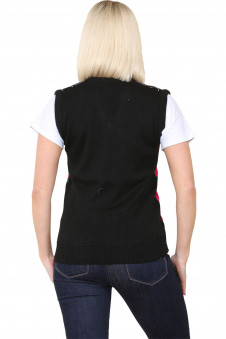 Active Star Unisex Knitted V Neck Sleeveless Argyle Jumper Vest Black/Pink/Grey