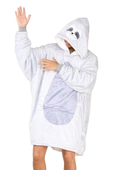 Adult Animal Face Sloth Grey Hoodie Blanket