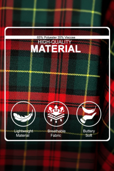 Adult Red Green Tartan Skirt With Elastic Top
