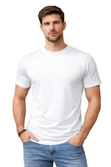 Active Star Men White Crew Neck TShirt