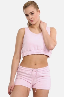 Baby Pink Women Crop Top & Short Summer Set
