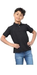 Child Plain Black Polo Shirts