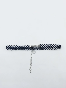 Black Cord Choker With Silver Diamante Charm