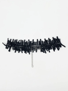 Black Corded Zig Zag Ladder Effect Choker