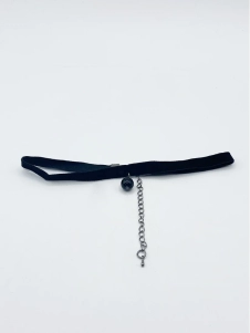 Black Faux Velvet Choker With Charm