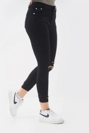 Black Ladies Ripped High Waisted Jeans