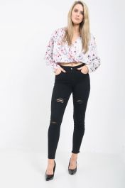 Black Ladies High Waisted Skinny Jeans