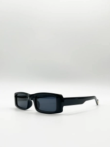 Black Racer Style Oversized Sunglasses with Smoke Lenses