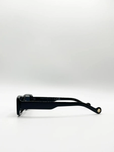 Black Racer Style Oversized Sunglasses with Smoke Lenses