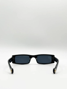 Black Racer Style Oversized Sunglasses with Smoke Lenses