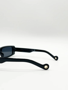 Black Racer Style Oversized Sunglasses with Smoke Lenses