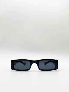 Black Racer Style Oversized Sunglasses with Smoke Lenses