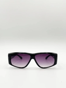 Black Racer Style Sunglasses with Black Lenses