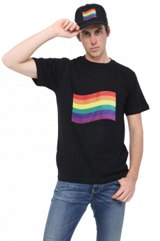 Black Rainbow Flag Printed T Shirt