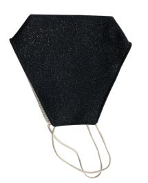 Black Silver Print Face Covering With Filter Pocket