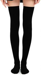 Crazy Chick Black Thigh High Socks