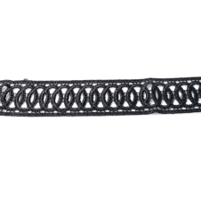 Black Wide Corded Effect Circular Detail Choker Necklace
