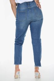 Blue Boyfriend Knee Cut Jeans