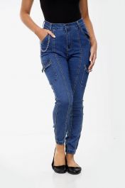 Blue Cargo Ladies High Waisted Jeans