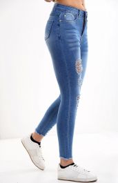 Blue Ladies High Waisted Jeans