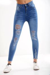 Blue Ladies High Waisted Jeans