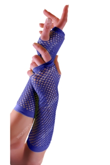 Wickedfun Blue Long Fishnet Gloves 