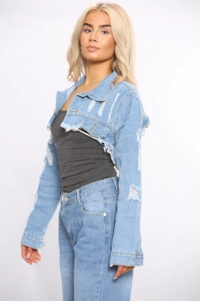 Blue New Distressed Denim Jacket