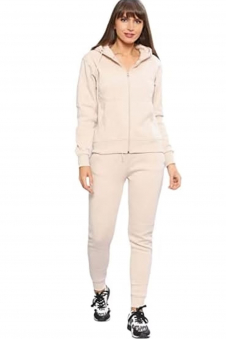 Boys Girls Unisex Plain Zipper Tracksuit Hooded Top with Jogging Bottom Age 7 to 13 Years stone