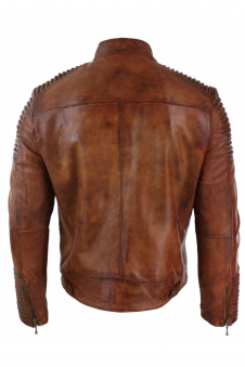 Cafe Racer Biker Vintage Motorcycle Distressed Brown Jacket