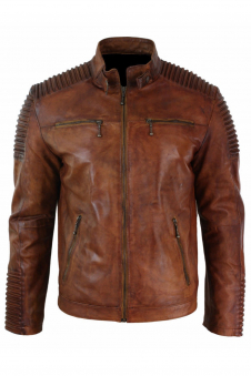 Cafe Racer Biker Vintage Motorcycle Distressed Brown Jacket