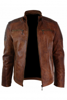Cafe Racer Biker Vintage Motorcycle Distressed Brown Jacket