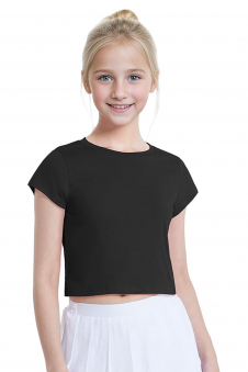 Crazy Chick Girls Black Half Sleeve Crop Top