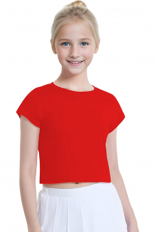 Crazy Chick Girls Red Half Sleeve Crop Top