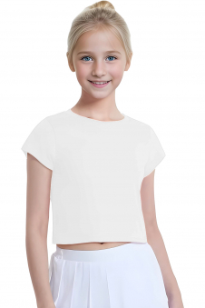 Crazy Chick Girls White Half Sleeve Crop Top