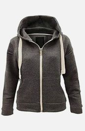 Child Plain Charcoal Zipper Fleece Hoodie