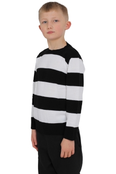 Wickedfun Children's Black and White Stripe/Convict Knitted Jumper