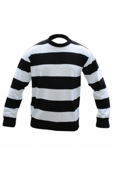 Wickedfun Children's Black and White Stripe/Convict Knitted Jumper