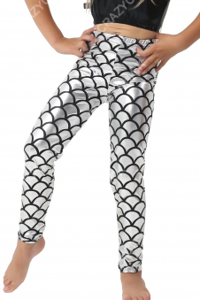 Crazy Chick Girls Metallic Fish Scale Mermaid Silver Leggings