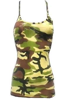 Crazy Chick Girls Microfibre Camouflage Army Vest Top