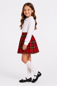Crazy Chick Girls Red Black Box Pleated Tartan Skirt