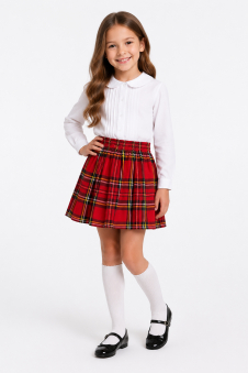 Crazy Chick Girls Red Black Box Pleated Tartan Skirt