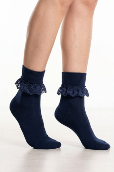 Crazy Chick Navy Ankle Lace Socks