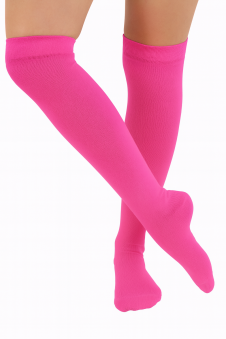 Crazy Chick Plain Neon Pink OTK Socks