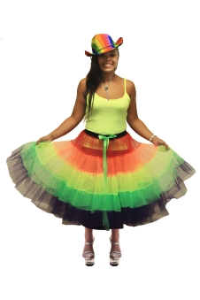 Wickedfun Adult 5 Tier Petticoat Rainbow TuTu Skirt (Approximately 26 Inches Long)