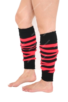 Crazy Chick Red Black Stripe Legwarmers (pack of 12)