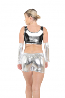 Crazy Chick Adult Shiny Metallic Black Crop Top