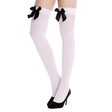 Crazy Chick White Stockings With Black Bow