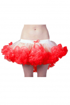 Crazy Chick Adult White Red Burlesque Ruffle Tutu Skirt