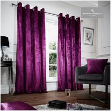 CRUSHED VELVET CURTAIN 66X72 AUBERGINE