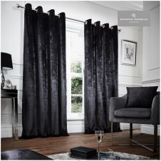 CRUSHED VELVET CURTAIN 66X72 BLACK